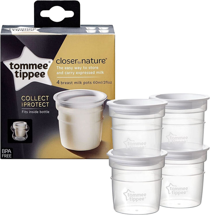 Tommee Tippee Closer to Nature Recipiente pentru depozitarea laptelui matern cu capac, 60 ml Accesorii Hrana si Alaptare Bebe Naty Shop