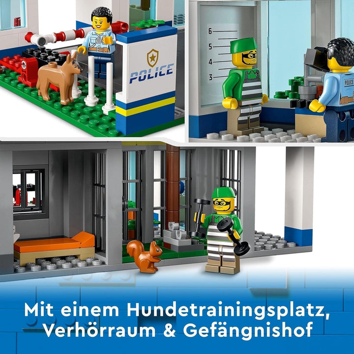 Stație de poliție LEGO 60316 City cu mașină de poliție, mașină Mill și elicopter, clădire construibilă cu 3 figuri, jucărie de poliție pentru băieți și fete de la 6 ani, cadou pentru copii Seturi de constructie Besuche den LEGO-Store