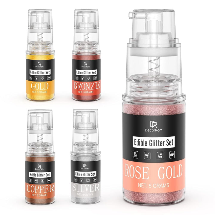 DecoRom, glitter comestibil, praf, 10 grame Glitter Naty Shop Set 5 culori
