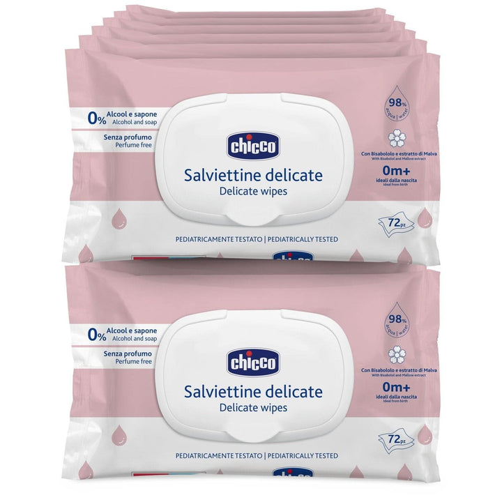 Șervețele de curățare multifuncționale Chicco pentru nou-născut, fără alcool, parfumate, potrivite pentru pielea sensibilă Servetele Umede Bebelusi Naty Shop 12 x 72 servetele Fara parfum