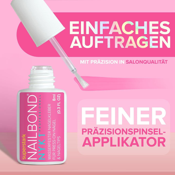 NYK1 Nailbond Lipici pentru unghii artificiale Extra puternic (8ml) Lipici pentru unghii cu pensulă pentru vârfuri, unghii prin presare și unghii acrilice Lipici pentru unghii - Lipici pentru unghii crăpate Lipici antifungic pentru unghii