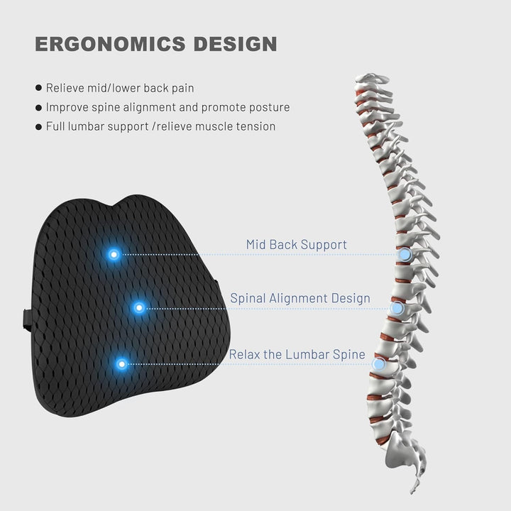 Livtribe Back Cushion, Memory Foam Lumbar Cushion Car, Ergonomic Lumbar Support Cushion pentru scaun de birou, scaun auto, scaun cu rotile (negru) Perne lombare Naty Shop