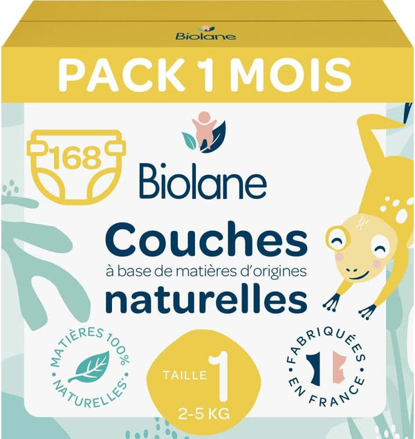 Scutece Biolane pentru piele sensibila - deosebit de absorbanta, fara scurgeri, 12 ore uscate, diverse marimi Mama si Copilul Naty Shop Mărimea 1 (168 scutece)