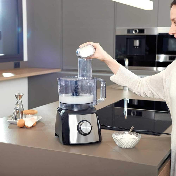 Black+Decker BXFPA1200E - Küchenmaschine 1.200W, Behälter 1,5L, 2 Geschwindigkeiten/Turbo-Funktion, +8 Zubehörteile, Anti-Fingerprint-Edelstahloberflächen, Klingen Und Scheiben Aus Edelstahl; Bpa-Frei Mama si Copilul Naty Shop