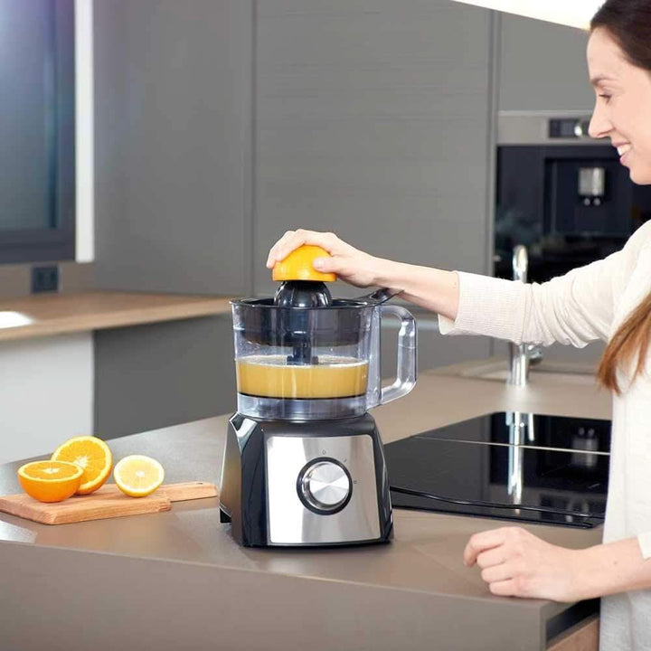 Black+Decker BXFPA1200E - Küchenmaschine 1.200W, Behälter 1,5L, 2 Geschwindigkeiten/Turbo-Funktion, +8 Zubehörteile, Anti-Fingerprint-Edelstahloberflächen, Klingen Und Scheiben Aus Edelstahl; Bpa-Frei Mama si Copilul Naty Shop