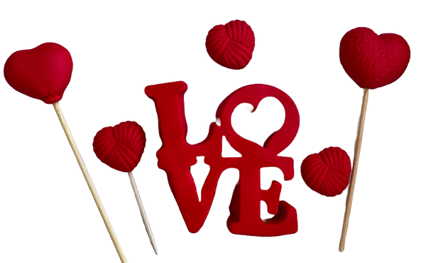 Set 6 decoratiuni comestibile din pasta de zahar, LOVE Decoratiuni din Pasta de Zahar Naty Shop