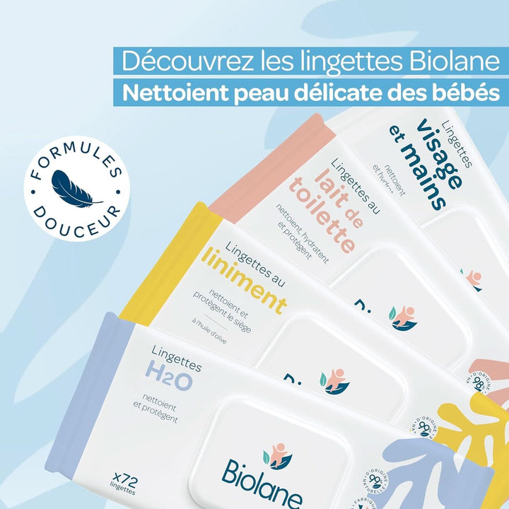 BIOLANE - Servetele pentru bebelusi pentru fata si maini - Hipoalergenice - Pentru pielea sensibila Servetele Umede Bebelusi Naty Shop