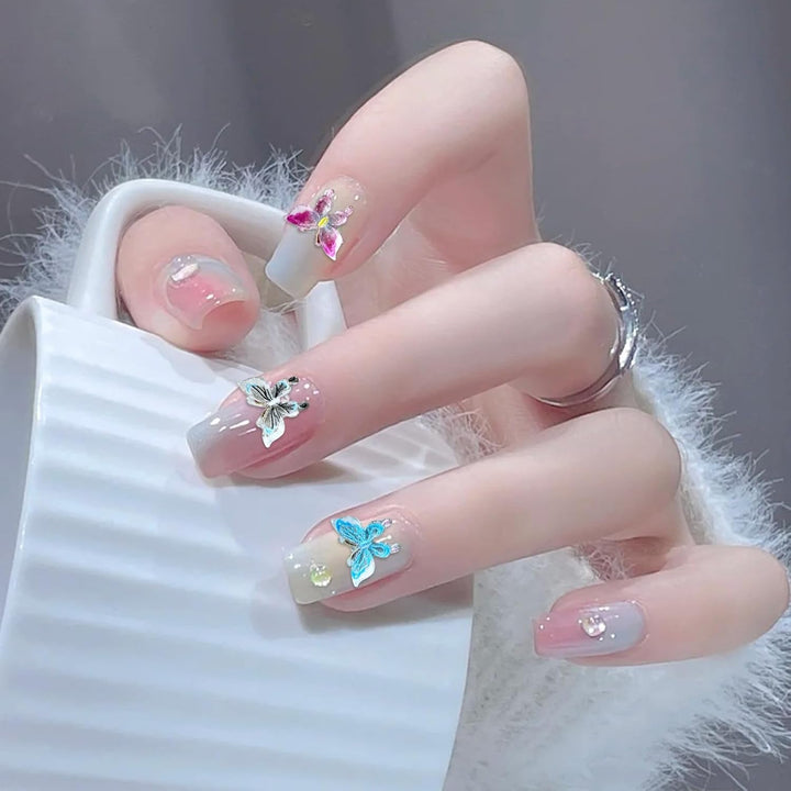 YICH Nail Charms Nägel Charms 50Pcs 3D Flowers + 50Pcs 3D Schmetterling, Summer Nägel Deko Set Schmetterling/Flowers Nail Art Nailart