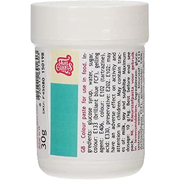 Funcakes Pastenfarbe Blattgrün; Konzentrierte Lebensmittelfarbe Für Teig, Sahne, Fondant, Marzipan, Teig, Modellier- Und Blütenpaste. Halal Und Koscher. 30 G Coloranti Alimentari Naty Shop Turquoise