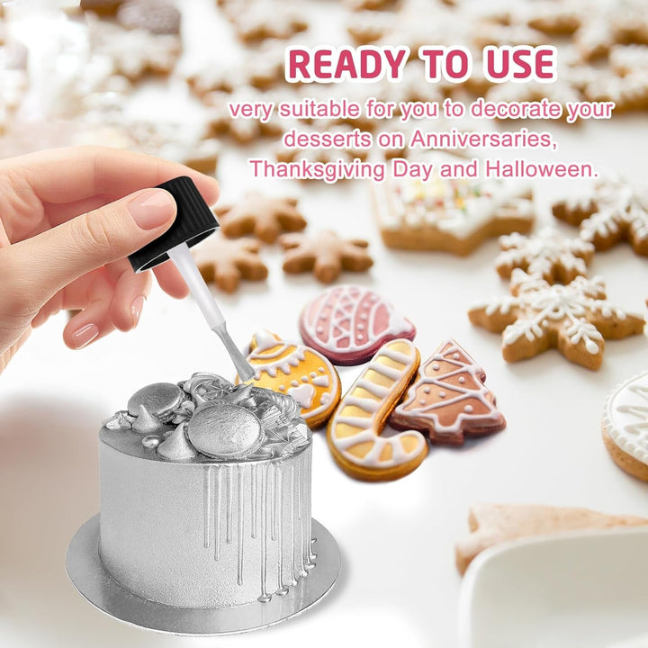 Flüssig Essbarer Glitzer - 6 Farben Metallisch Glitzerfarben Lebensmittelfarbe Für Dekorieren Von Kuchen, Backen, Cupcakes - Metallic Flüssiges Essbares Glitzerpulver Für DIY Kekse, Fondant, Torten Naty Shop