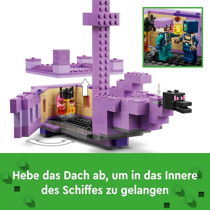 LEGO Minecraft The End Dragon și The End Ship, jucărie de acțiune și set de descoperire, set de construcție pentru jocuri video, set de aventură, cadou pentru băieți și fete de la 8 ani 21264 Seturi de constructie Besuche den LEGO-Store