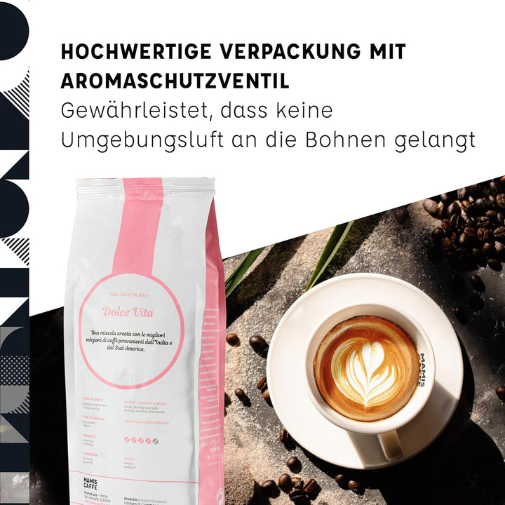Mamis Caffè Dolce Vita, boabe espresso întregi, perfect ca si cappuccino sau latte macchiato Cafea Naty Shop