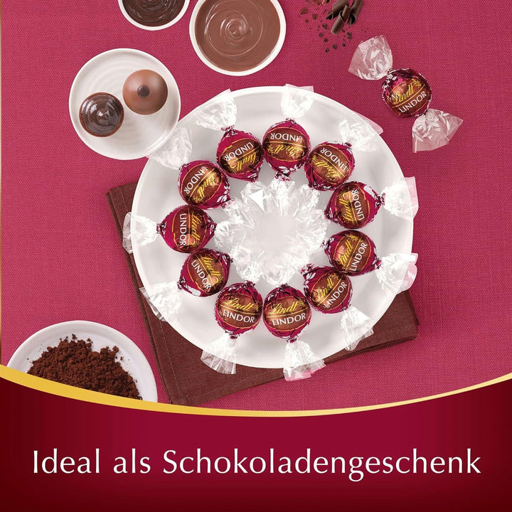 Lindt Chocolate LINDOR Double Chocolate Balls, Promoție | Pungă de 137 G Bomboane de Ciocolata Naty Shop