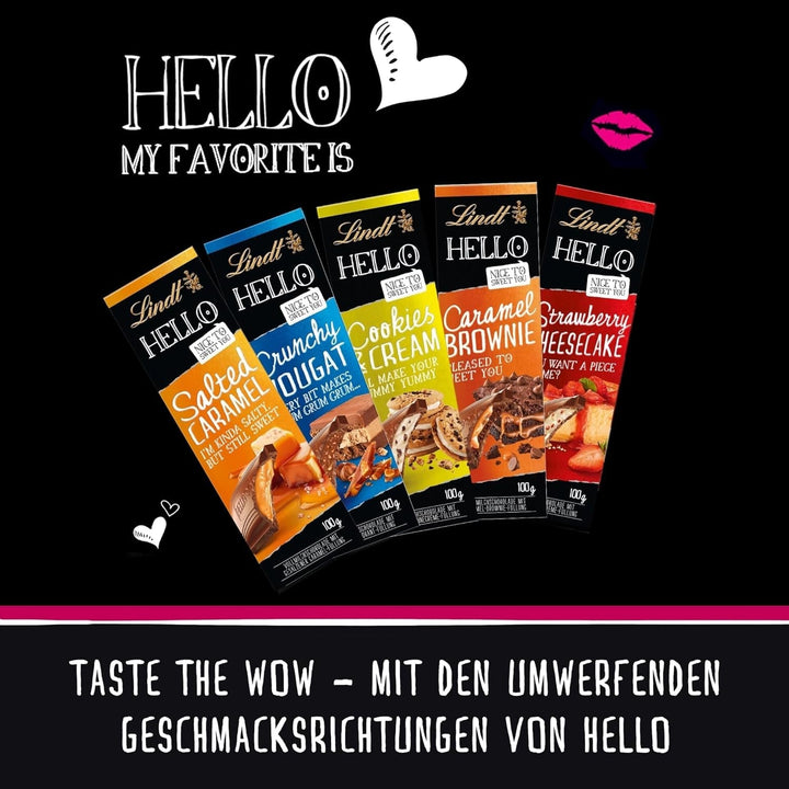Ciocolată Lindt HELLO Crunchy Nougat, baton de 100 grame Bomboane de Ciocolata Naty Shop