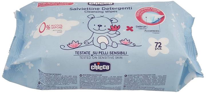 Șervețele de curățare multifuncționale Chicco pentru nou-născut, fără alcool, parfumate, potrivite pentru pielea sensibilă Servetele Umede Bebelusi Naty Shop 72 servetele Fara parfum