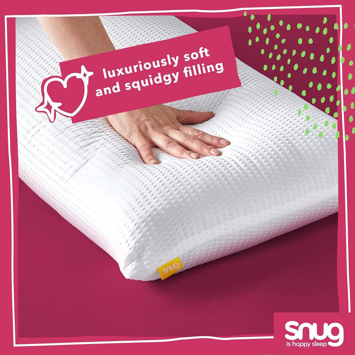 Pernă Snug Blissful Bedtime, calitate hotelieră de lux, suport mediu pentru cei care dorm în față, pe spate și lateral, ecologică, hipoalergenică și lavabilă la mașină, 2 bucăți Perne standard Naty Shop