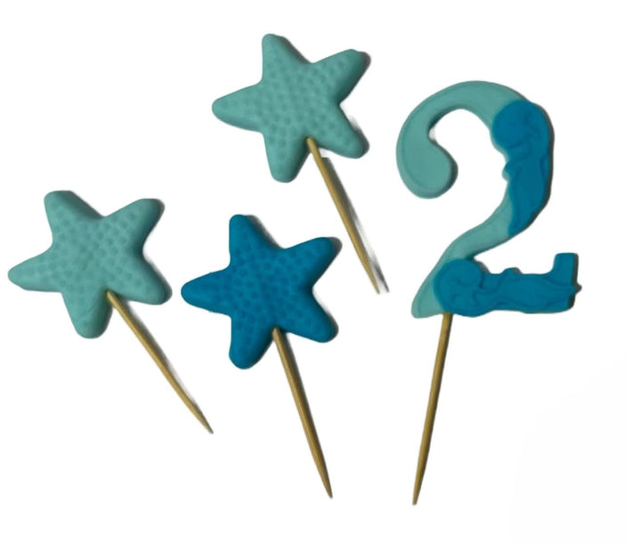 Decoratiune comestibila din zahar, Cifra 2, bleu/albastru Decoratiuni din Pasta de Zahar Nati Shop