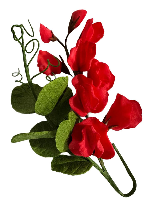 Decoratiune comestibila din zahar, Crenguta de flori rosii Nati Shop