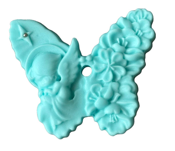 Decoratiune comestibila din zahar, Fluture cu inger Decoratiuni din Pasta de Zahar Nati Shop
