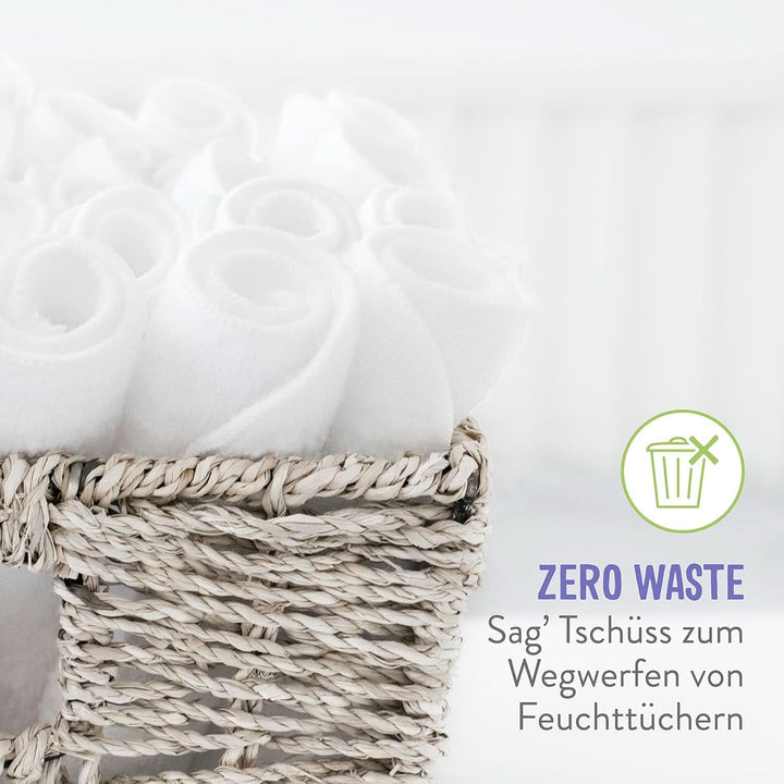 Bambino Mio, Șervețele reutilizabile pentru bebeluși - Basic - Eco-Friendly, fără chimicale, cu două fețe, lavabile, pachet de 10, Cloud - ambalajul poate varia Servetele Umede Bebelusi Naty Shop