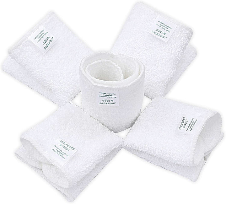 Șervețele reutilizabile pentru copii 100% bumbac Terry (25pachet - 15X15Cm - alb) fără parfum, lavabile, ultra moi și super absorbante Mama si Copilul Naty Shop