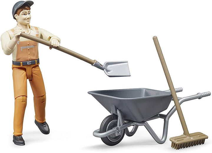 Bruder 62130 - Bworld figura set muncitor municipal - 1:16 scara jucărie figura, vehicul de construcții, muncitor în construcții, fermă, om Action figures Naty Shop