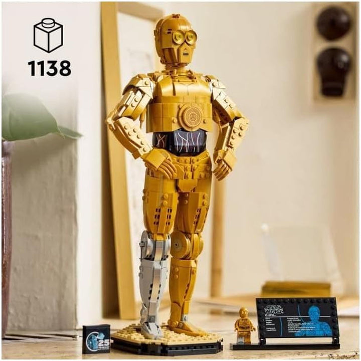 LEGO Star Wars C-3PO B, droid construibil, model de colecționat, construit și expus, idee de cadou nostalgic pentru adulți și fani, piesă de colecție, Playset fantezie 75398 Seturi de constructie Besuche den LEGO-Store