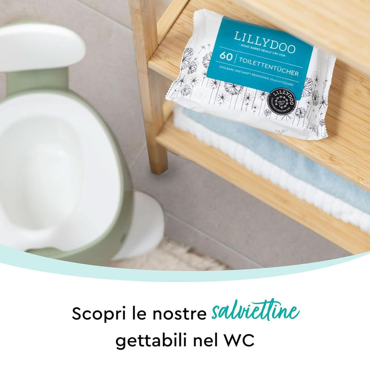 Șervețele umede de toaletă LILLYDOO, 720 de bucăți (12 X 60), 100% fără plastic, șervețele care pot fi spălate, fără parfum (FSC Mix) Servetele Umede Bebelusi Naty Shop
