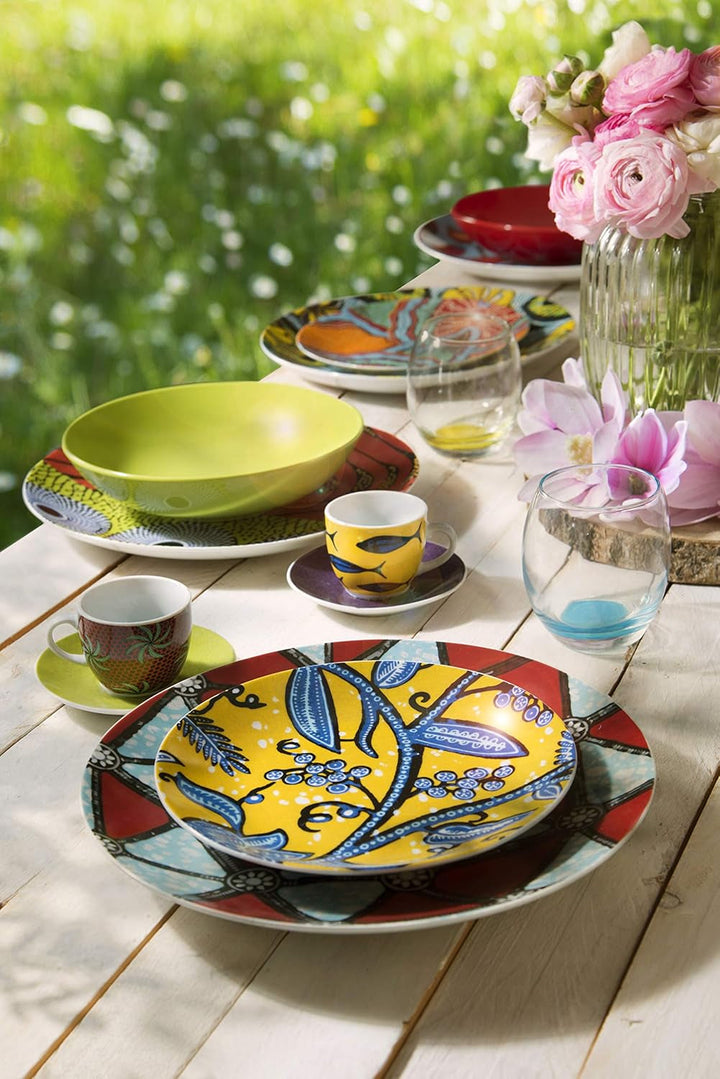Excelsa Africa serviciu de farfurii 18 piese, porțelan și ceramică, multicolor Naty Shop