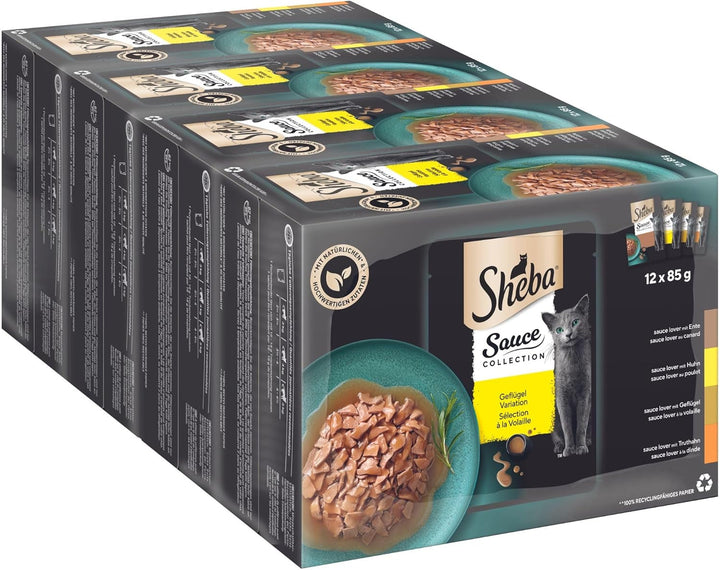 SHEBA pungi porție hrană umedă Multipack Sauce Collection Poultry Variation 4 X 12 X 85G