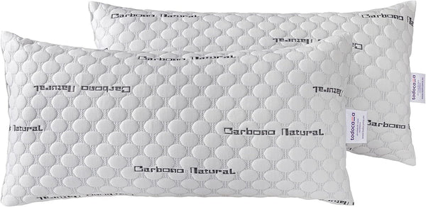 Todocama - Pernă de carbon viscoelastică, 100% viscoelastică, țesătură de carbon elastică, fermitate medie, înaltă (toate dimensiunile disponibile) (pachet 2 X 70 cm) Perne standard Naty Shop Gri 2 unități (pachet de 1)
