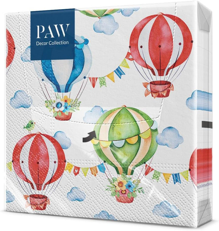 PAW - Șervețele 3 straturi (33 X 33 Cm) I 20 de bucăți I Perfect pentru petreceri, zile de naștere, sărbători I Decorațiuni de masă pentru petreceri pentru copii - Șervețele de hârtie colorate cu motiv - fotbal I minge de fotbal (pachet cu 2)