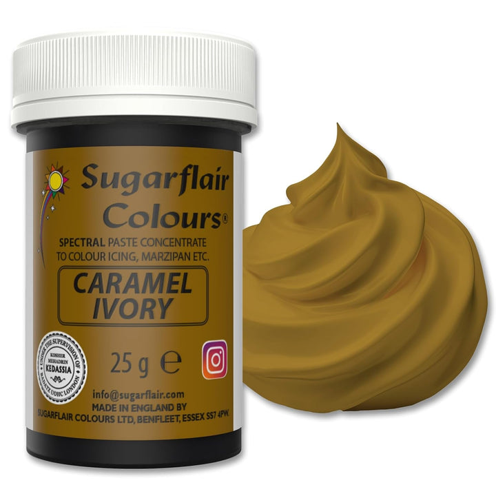 Sugarflair Spectral Navy Blue Lebensmittelfarbe Paste, Hochkonzentrierte Lebensmittelfarbe Für Buttercreme, Zuckerpaste, Royal Icing, Kuchenmischungen Und Mehr! Lebensmittelfarbstoff - 25G Coloranti Alimentari Naty Shop Caramel/Ivory