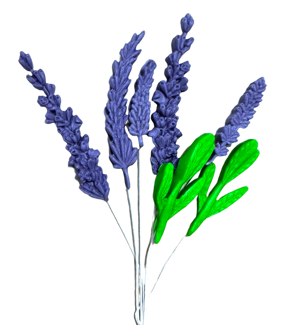 Set 7 decoratiuni comestibile din pasta de zahar, Lavanda Decoratiuni din Pasta de Zahar Nati Shop