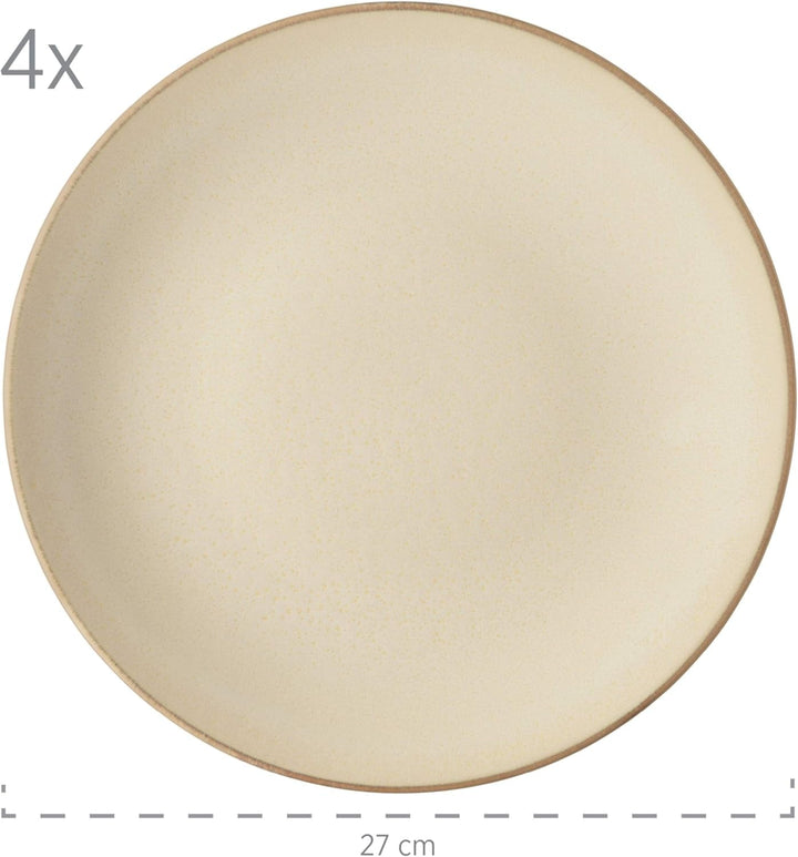 MÄSER 931736 Geschirr-Set Für 4 Personen Im Mediterranen Vintage-Look, 16-Teiliges Kombiservice in Sandigem Grau, Keramik, Sandgrau Seturi vesela masa Naty Shop