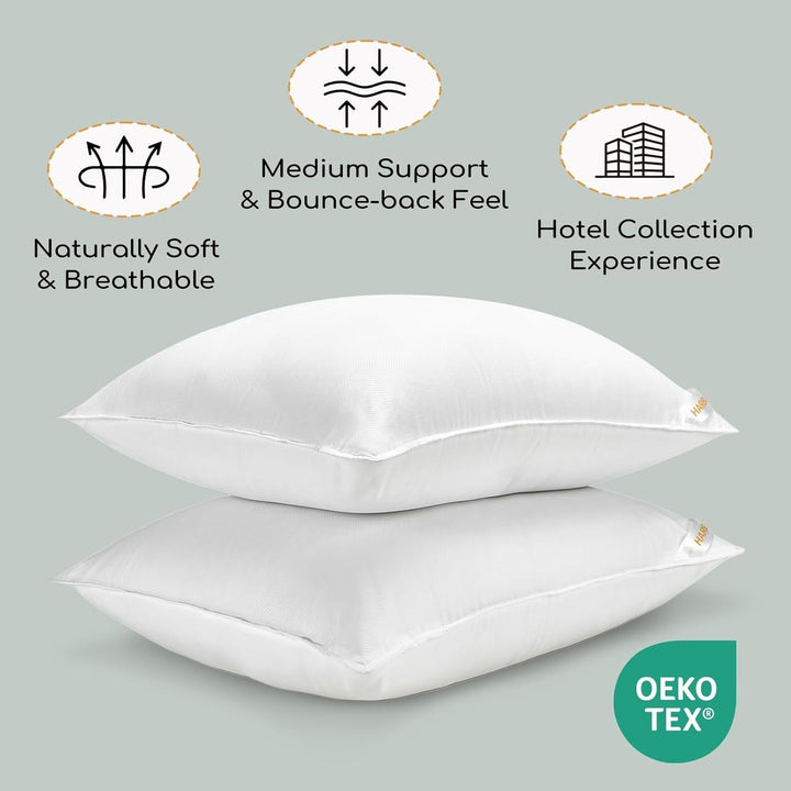 HARBOREST Pernă de pat pentru dormit, 2 bucăți, Pluș de lux, Pernă alternativă, Bună pentru cei care dorm lateral și pe spate, Colecția hotelului, Pernă, Standard/Queensize, 50.8 X 66 Cm Perne standard Naty Shop