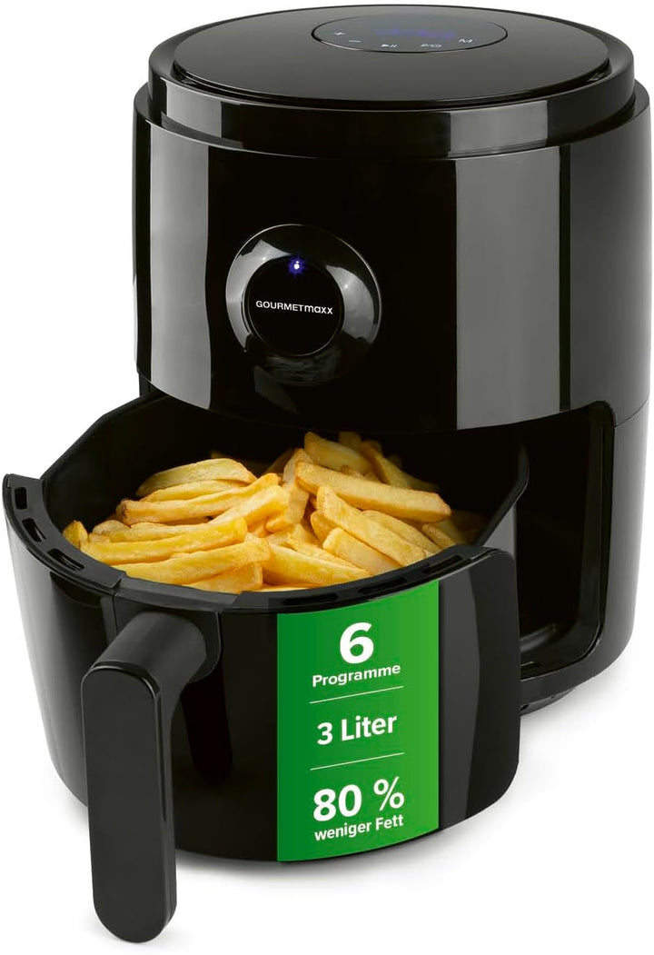 Gourmetmaxx Friteuză digitală cu aer cald XXL, 9 litri, 8 programe, 1800 W Electrocasnice Naty Shop Negru 3 litri