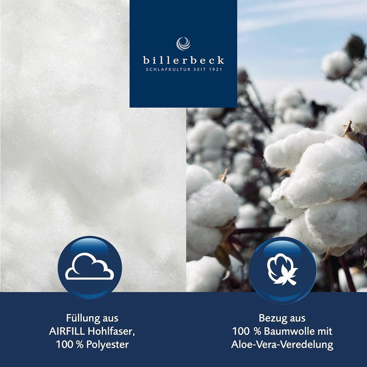 Pernă Billerbeck S20 - Pernă în 40 X 80 Cm - Pernă din fibre cu suport mediu - bile din fibre Flockis, 100 % poliester Perne standard Naty Shop