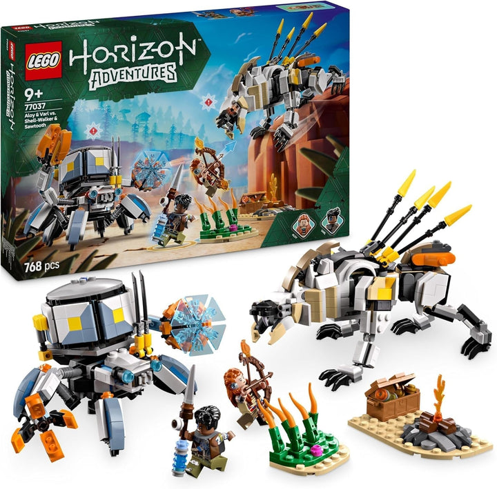 LEGO Horizon Adventures Aloy și Varl vs. Armoured Walker și Sawtooth, jucărie cu mașini monstru și minifigurine, set de colecție pentru fanii jocurilor video, băieți și fete de peste 9 ani 77037 Seturi de constructie Besuche den LEGO-Store Titlu implicit