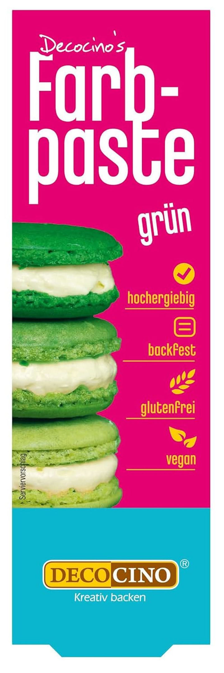 DECOCINO Colour Paste, 20 grame, ideal pentru colorarea prăjiturilor, fondantului și cremelor - fără azot și fără gluten Coloranti Alimentari Naty Shop Verde 25 grame