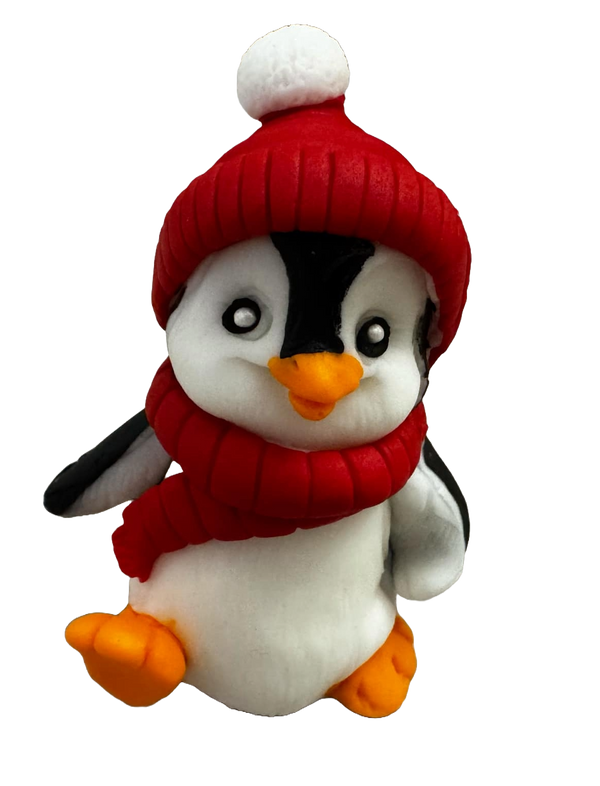 Decoratiune comestibila din zahar, Pinguin de iarna Decoratiuni din Pasta de Zahar Naty Shop