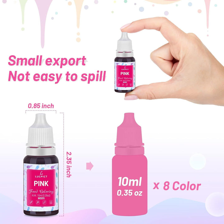 Lebensmittelfarbe 8X10Ml – Flüssige Hochkonzentrierte Lebensmittelfarbe Set Zum Backen, Kuchen, Kekse, Glasur, Macaron, Fondant – Lebendiger Lebensmittelfarbstoff Für DIY Seifen Schleim Kunsthandwerk Naty Shop