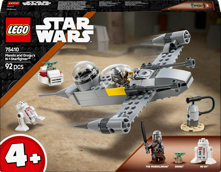 Jucărie LEGO Star Wars 75410 Mandos și Grogus N-1 Starfighter cu minifigurinele Mandalorian, Grogu și R5-D4, inclusiv coloană construibilă, set de pornire pentru nave stelare pentru băieți și fete de la 4 ani Seturi de constructie Besuche den LEGO-Store