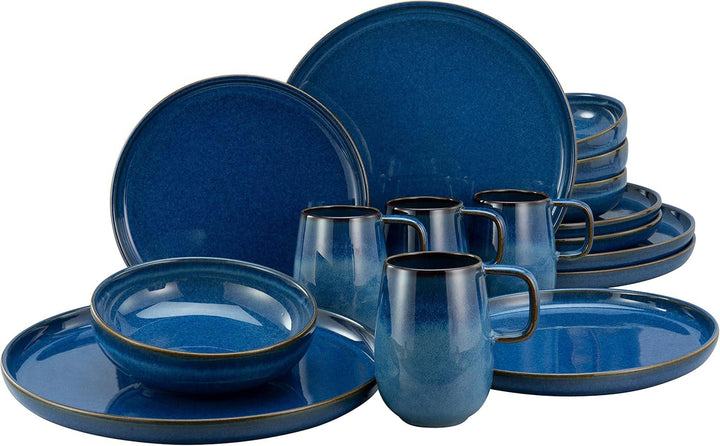 Creatable, 22979, Serie Uno BLACK, 12-Teiliges Geschirrset, Teller Set Aus Steinzeug, Spülmaschinen- Und Mikrowellengeeignet, Made in Portugal Seturi vesela masa Naty Shop Atlantico Kombiservice 16 Teilig