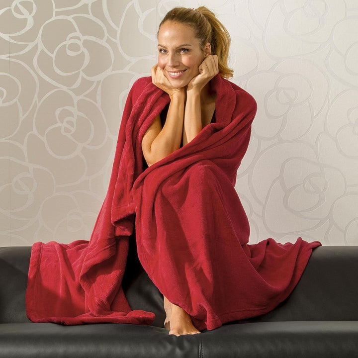 Celinatex pătură pufoasă XXL 220 X 240 Cm roșu pătură canapea cald pătură moale microfibră Fleece Oeko-Tex Montreal Paturi si Cuverturi Besuche den CelinaTex-Store