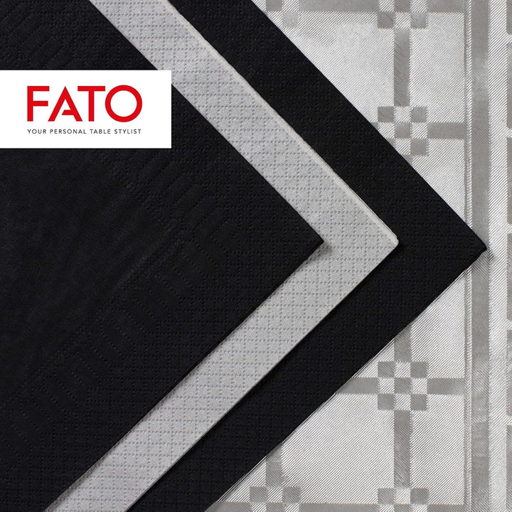 , Șervețele de hârtie de unică folosință, ideale pentru prânzuri informale și bufete, pachet de 50 de șervețele, dimensiune 33X33, 4 pliuri, 2 straturi, culoare neagră, certificate Fsc (pachet de 2)