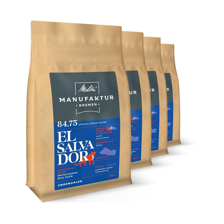 Melitta Manufaktur-Kaffee Guatemala Honey, cafea specială, 250G, boabe de cafea întregi, nemăcinate, cafea de origine unică, prăjire delicată cu tambur, prăjită în Germania, tărie 3 Cafea Naty Shop 4 x 250 grame El Salvador Boabe întregi
