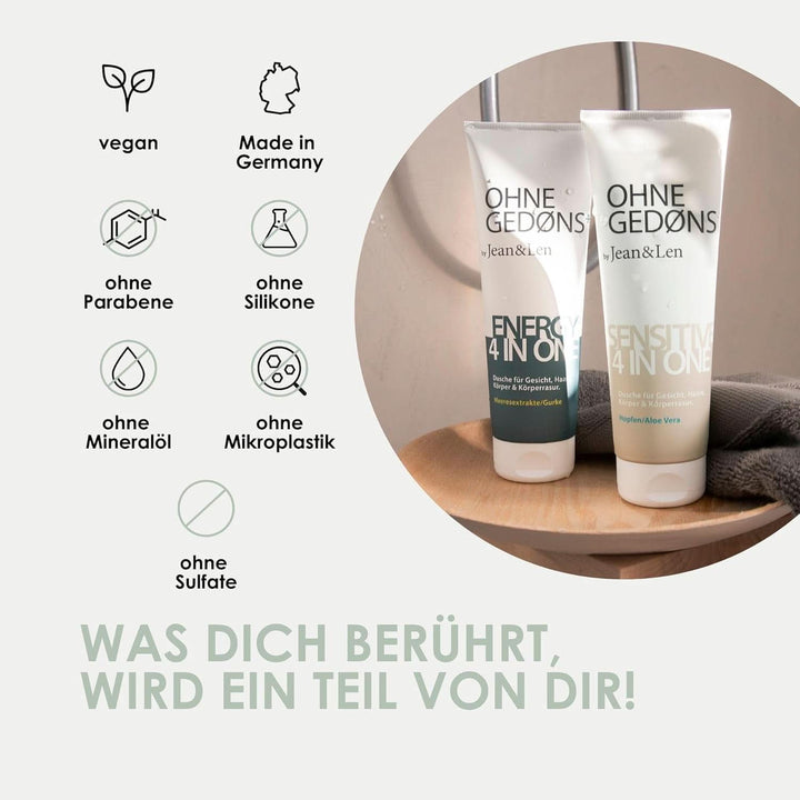 Jean & Len Energy 4 in1, Gel de duș pentru față, păr, corp și bărbierit, 250 ml Duș și baie Naty Shop
