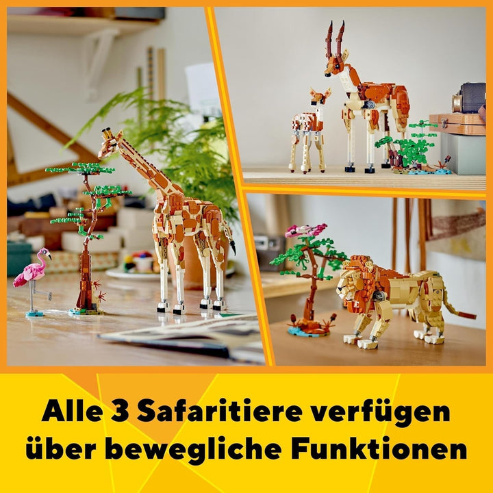 LEGO Creator 3In1 Animal Safari, set creativ cu figurine de animale, 3 opțiuni de construcție: Girafă de jucărie, gazelă și leu, animale de jucărie pentru fete și băieți, cadou natural pentru copii cu vârsta de 9+ 31150 Seturi de constructie Besuche den LEGO-Store