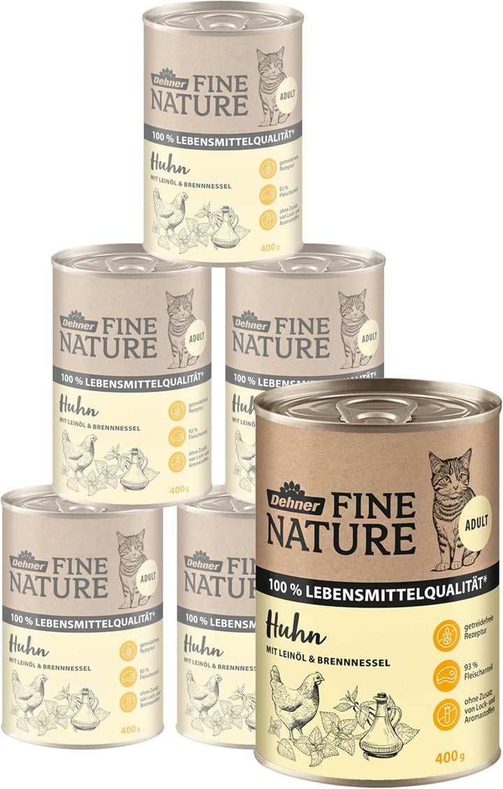 Hrană pentru pisici Dehner Fine Nature, hrană umedă fără cereale, pentru pisici adulte, curcan, cutie 6 X 200 G (1,2 kg)